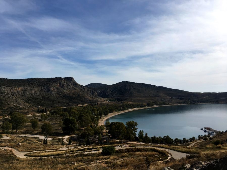 Griechenland Argolis Nafplio Klettern Blick von Anatoli